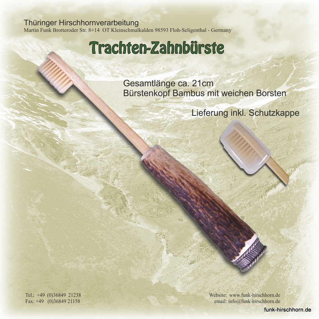 Trachten - Zahnbürste mit Hirschhorngriff - Alternative zum Trachtenmesser